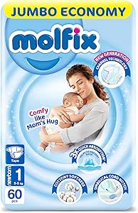 Molfix Premium Oxygen Diapers Size 1 – 58 Pieces