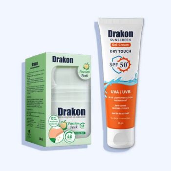 دراكون رول اون باشون بيك + صن سكرين جل كريم 60 ج - Dracon Roll-On Passion Pink + Sunscreen Gel Cream 60 g