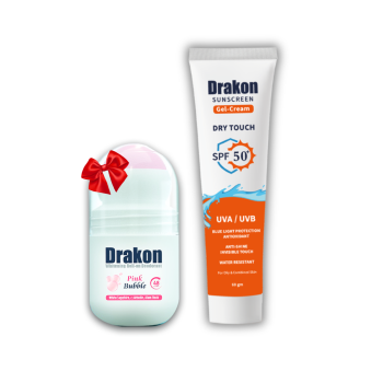 دراكون رول اون تفتيح بشرة بينك + صن سكرين جل كريم - Dracon Roll-On Skin Brightening Pink + Sunscreen Gel Cream