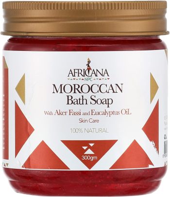 افريكانا صابون مغربي بالعكر الفاسي أحمر 300 جم - Africana Moroccan Soap With Aker Fassi Red 300 g