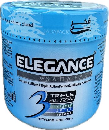 اليجانس جل شعر ثلاثي المفعول أزرق 250 مل - Elegance Triple Action Hair Gel Blue 250 ml