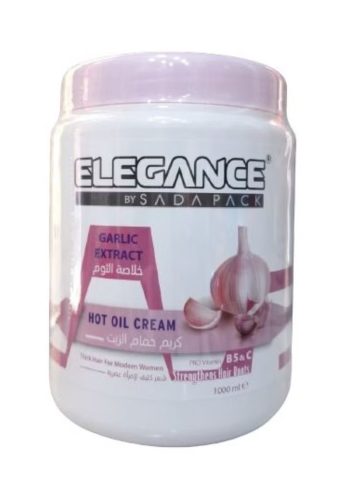 اليجانس كريم حمام زيت بالثوم بمبي 1000 مل - Elegance Hair Oil Bath Cream With Garlic Pink 1000 ml