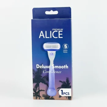 اليس شفرات حريمي 5 شفرات أبيض وأزرق - Alice Women Razor 5 Blades White And Blue