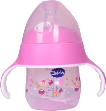 بابلز ببرونة طبيعية بمقابض وردي 150 مل - Bubbles Natural Bottle with Handles Pink 150ml