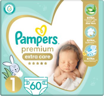 بامبرز اطفال الأصلي حفاضة مقاس 1عدد 60 - Pampers Baby Dry Original Size 1 amount 60 Diapers