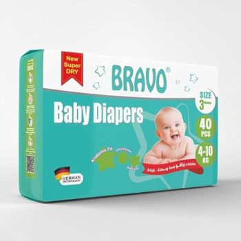 برافو حفاضات أطفال مقاس 3 شنطة 40 قطعة - Bravo Baby Diapers Bag Size 3 40 Pcs