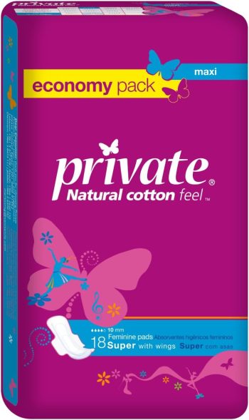 برايفت حجم عادي نورمال بالأجنحة 18 فوطة - Private Normal with Wings 18 Pads