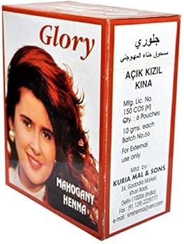 جلوري حنا أحمر ماهاجوني 6 أكياس/صندوق - Glory Henna Mahogany Red 6 Sachets/Box