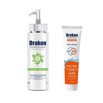 دراكون مجموعة غسول تفتيح 200مل + جل شمس 40مل - Drakon Set Whitening Wash 200ml + Sun Gel 40ml