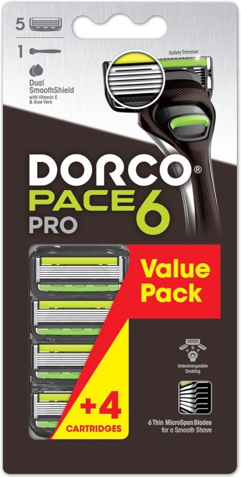دوركو ماكينة حلاقة بيس 6 + 5 كارتريدج - Dorco Pace 6 Razor Handle + 5 Cartridges