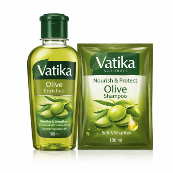 فاتيكا زيت زيتون + كيس شامبو 180 مل - Vatika Oil Olive + Shampoo Pack 180 ml