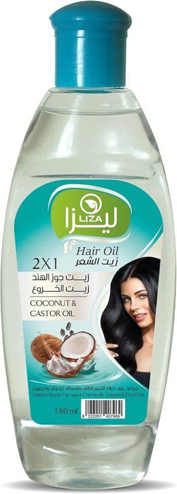 ليزا زيت شعر جوز الهند والخروع لبني 2×1 180 مل - Liza Hair Oil Coconut Castor Milk 2×1 180 ml