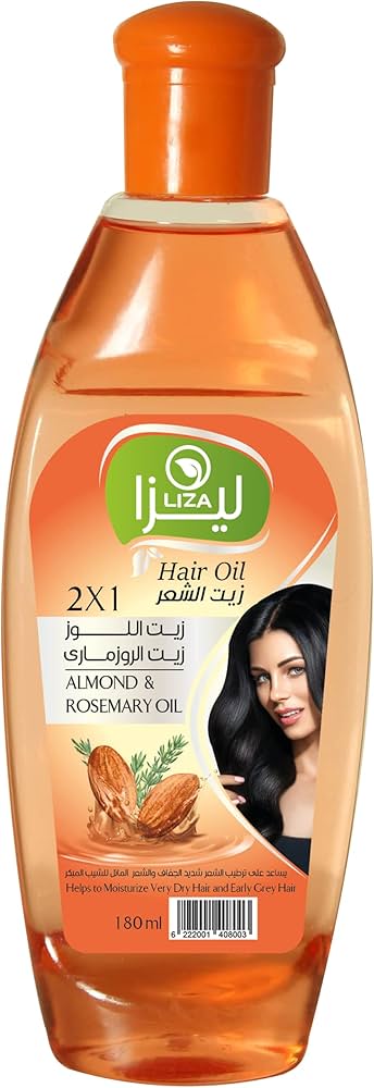 ليزا زيت شعر اللوز والروزمارى برتقالي 180 مل - Liza Hair Oil Almond and Rosemary Orange 180 ml