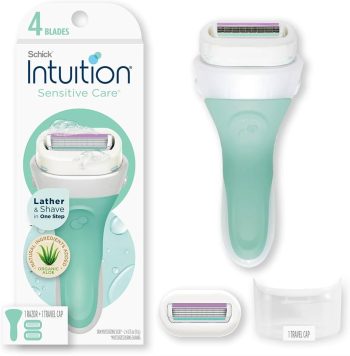 انتويشن شيك ماكينة حلاقة حريمي اربع موس اثنين غيار - Intuition Schick Women Razor Four Blades Two Refills