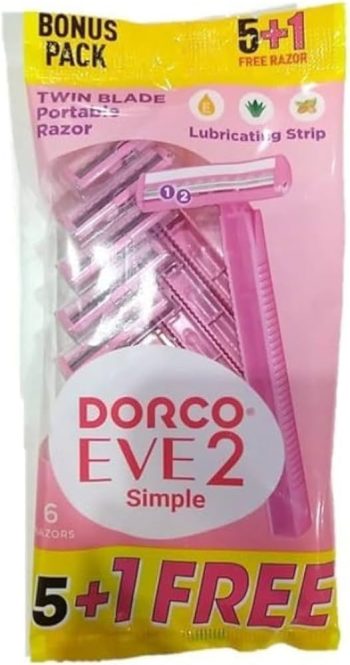 دوركو ماكينة حلاقة حريمي كيس بمبي 6 قطع - Dorco Women Shaving Razor Pink Bag 6 pcs