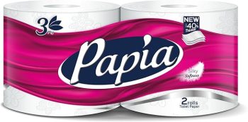 بابيا مناديل حمام مضغوط بكرتين - Papia Toilet Tissue Compact 2