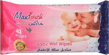 ماكس تاتش مناديل مبللة للاطفال 40 منديل - Max Touch Baby Wet Wipes 40 Tissues