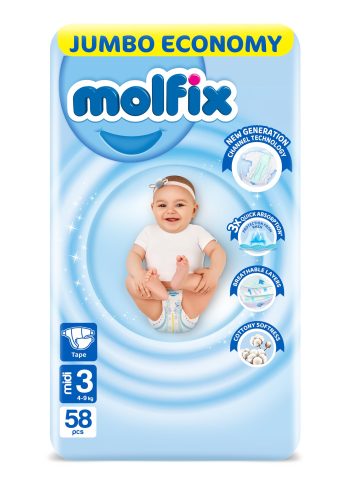 مولفيكس حفاضات رقم 3 58 قطعة - Molfix Diapers Size 3 58 Count