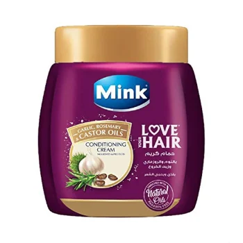 مينك حمام كريم ثوم وخروع موف 800 مل - Mink Hair Mask Garlic And Castor Oil Mauve 800 ml
