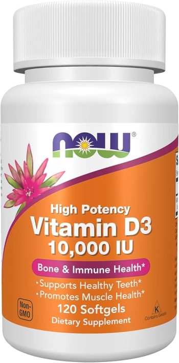 ناو سبيرولينا فيتامين د ثري مكمل غذائي 10000 وحدة 120 كبسولة - Now Spirulina Vitamin D3 Dietary Supplement 10000 IU 120 Capsules