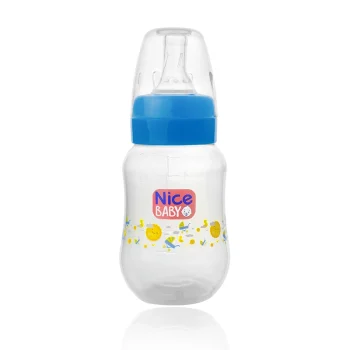 نايس بيبي ببرونة بدون يد لبني 150 مل - Nice Baby Feeding Bottle Without Handle Light Blue 150 ml